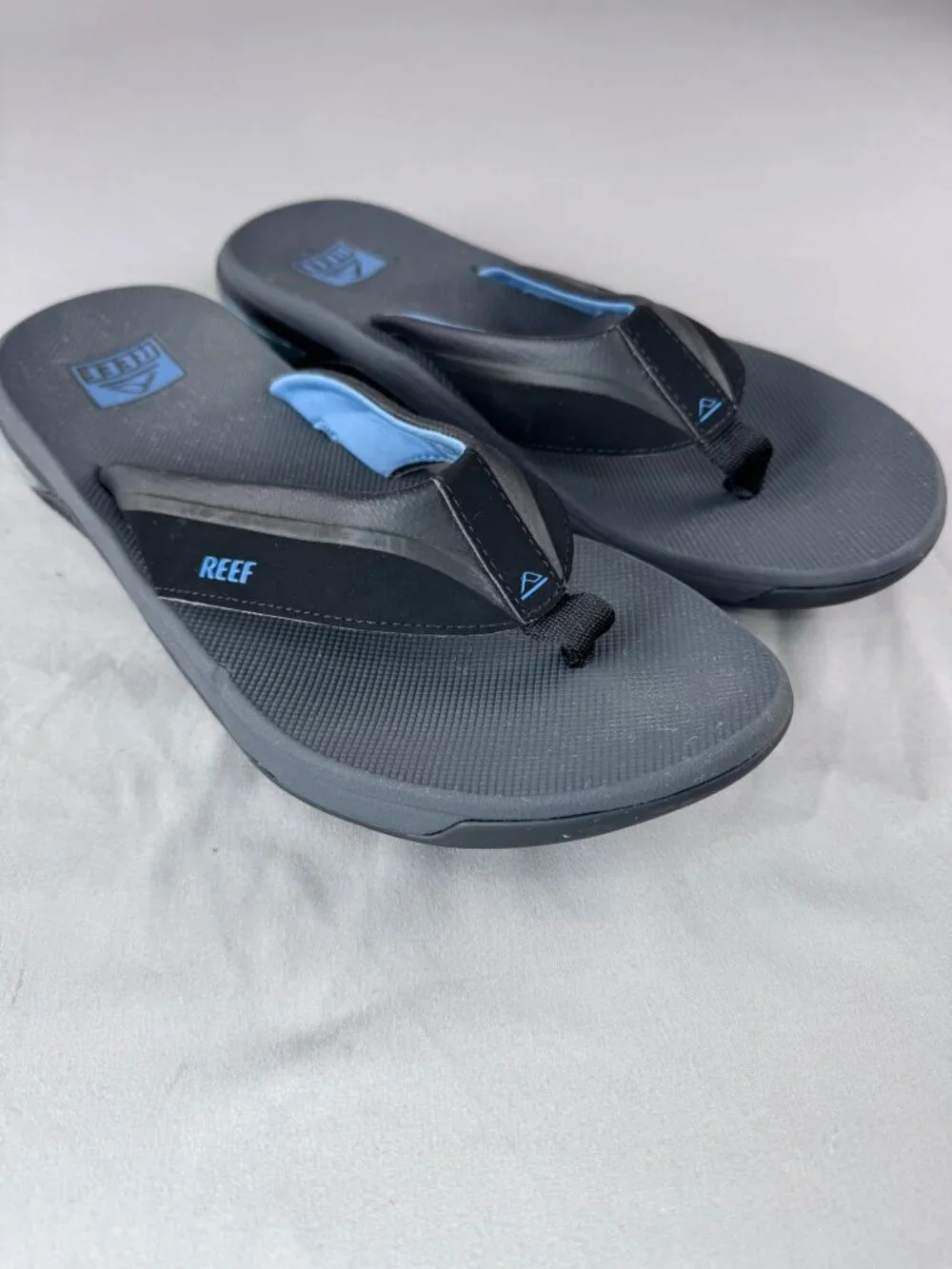 REEF Anchor Men's 13 Sandal Grey/Blue Casual Water Resort Pool Nautical Outdoor